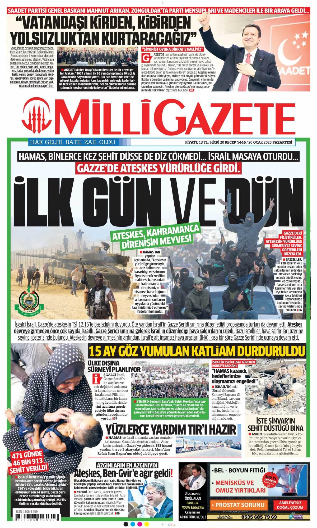 Milli Gazete İlk Sayfası