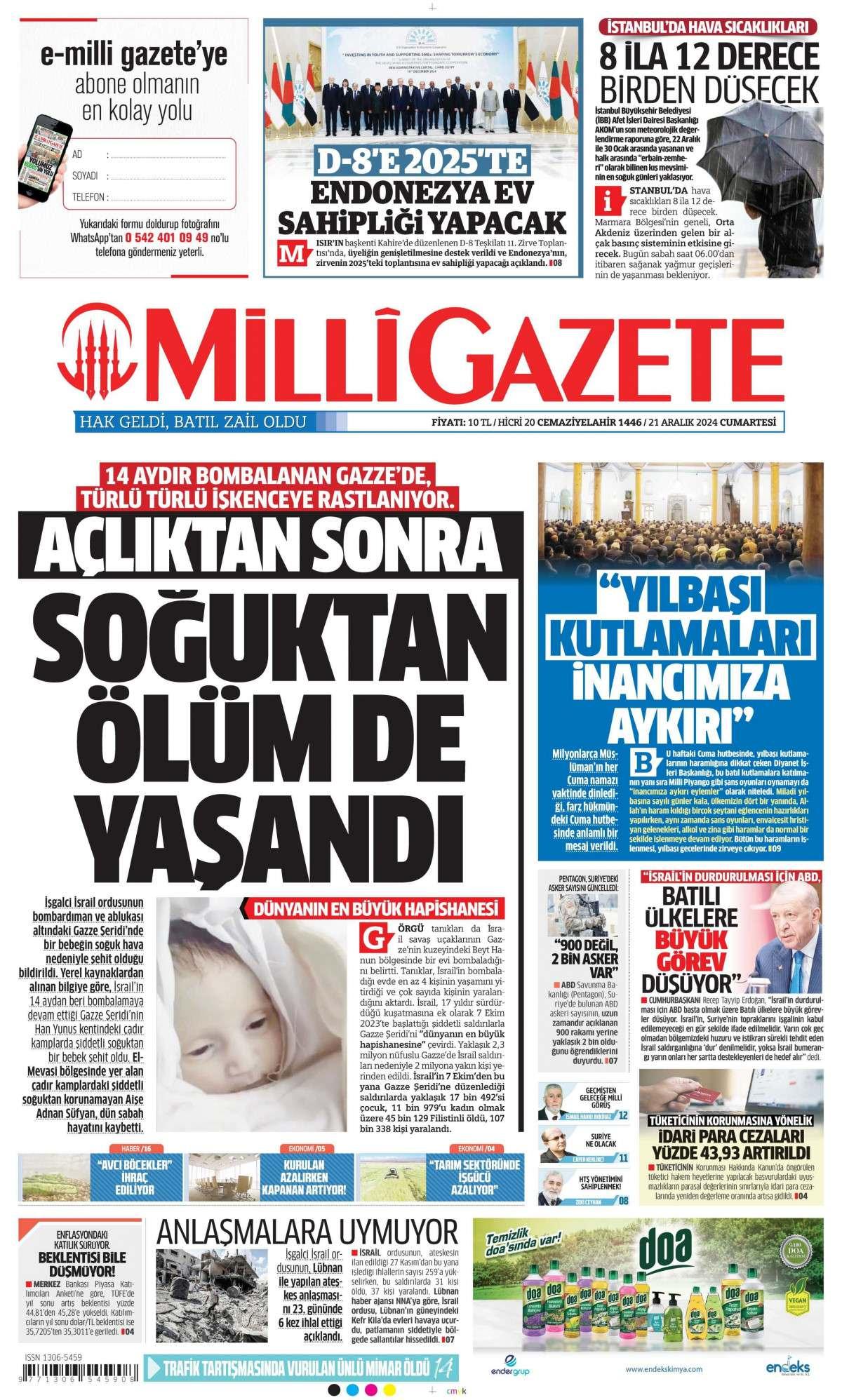 Milli Gazete İlk Sayfası