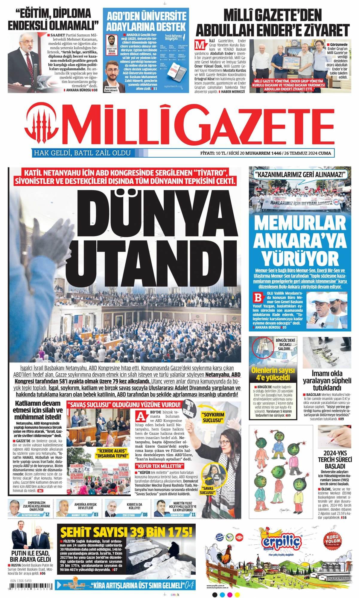 Milli Gazete İlk Sayfası