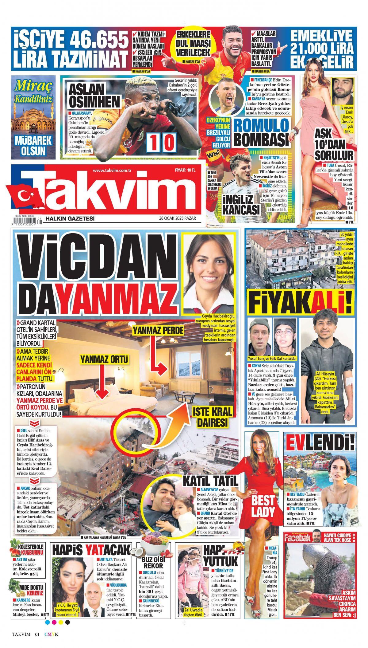 Takvim Gazetesi İlk Sayfası