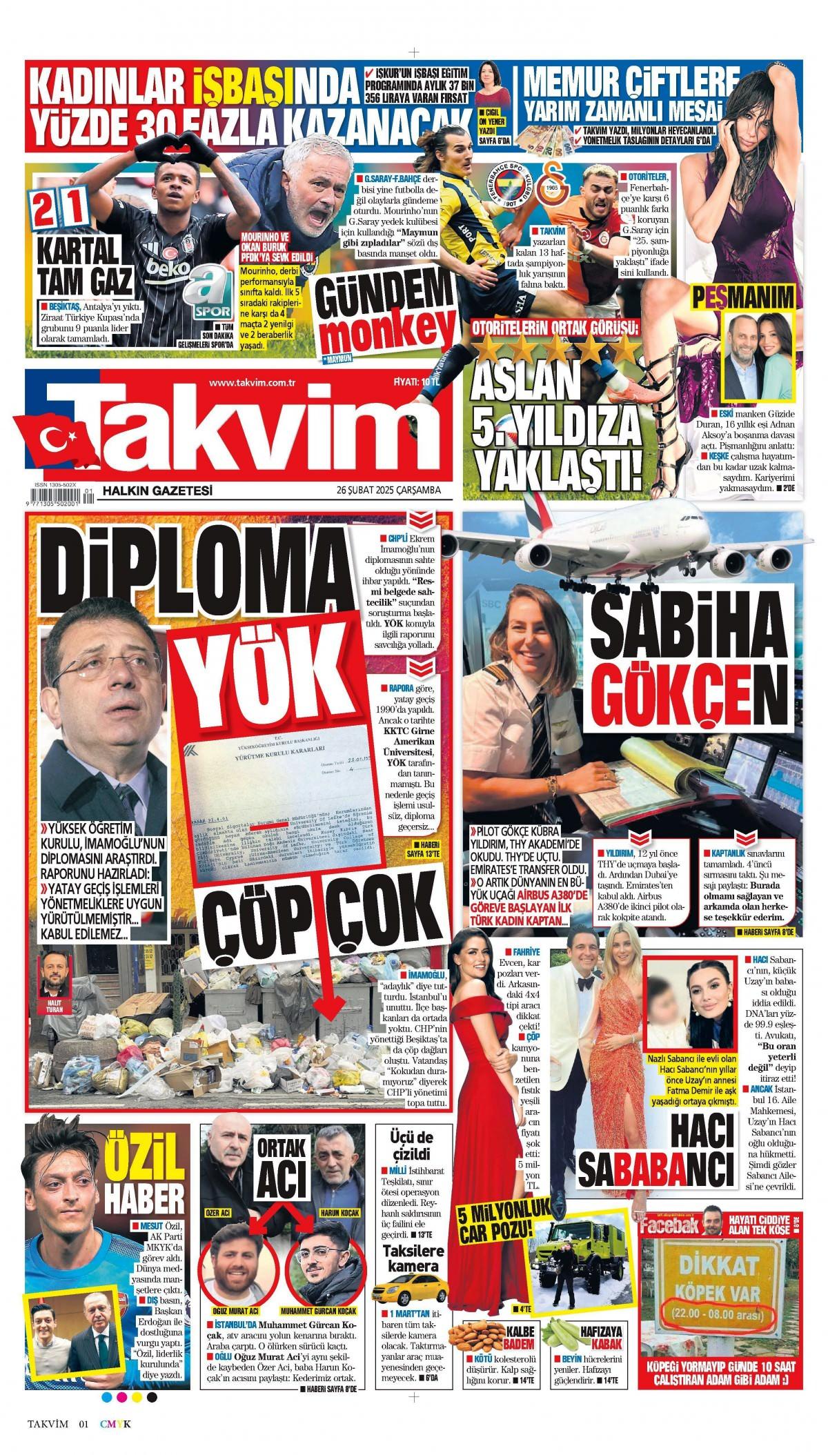 Takvim Gazetesi İlk Sayfası