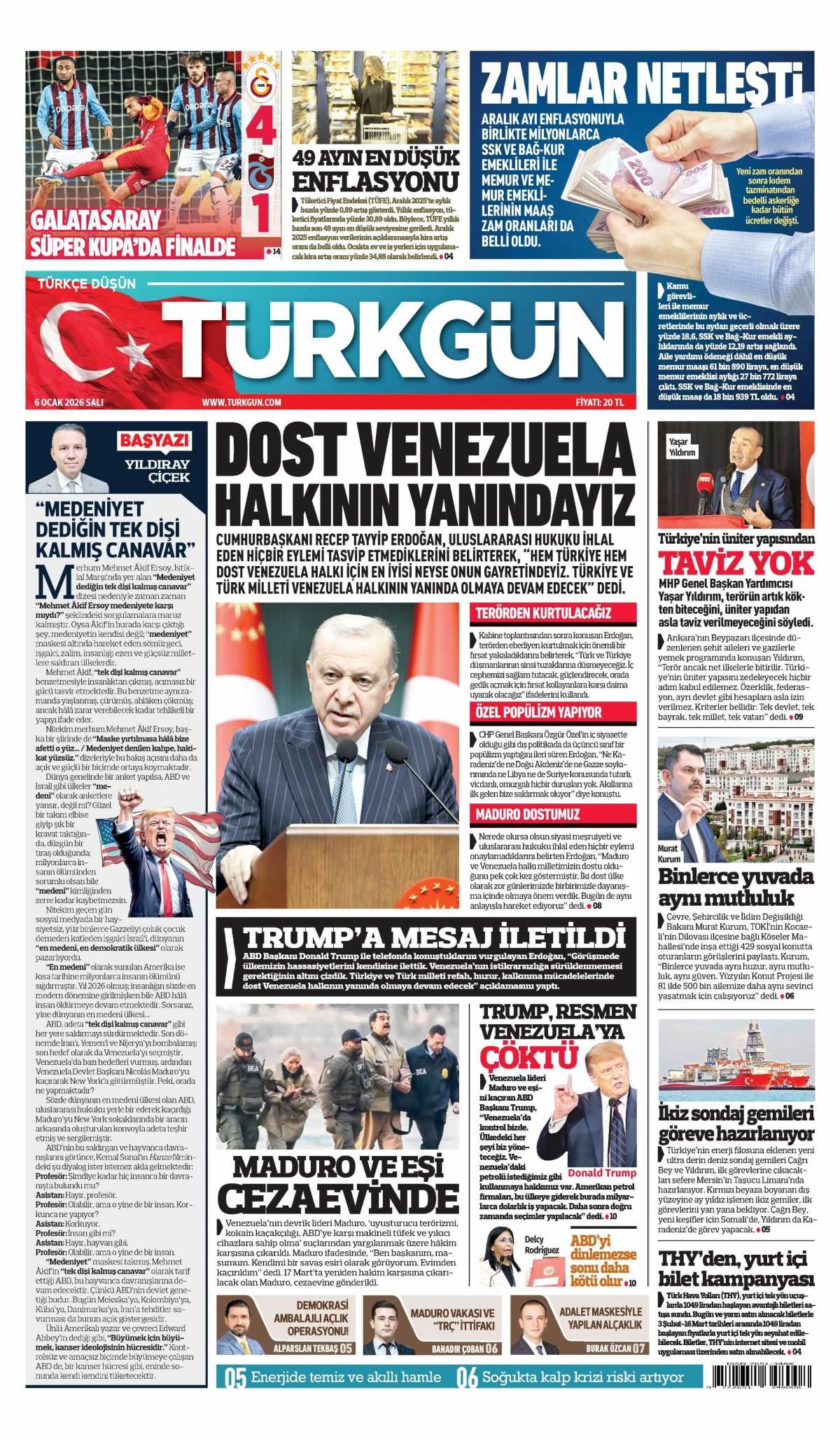 Türkgün Gazetesi İlk Sayfası