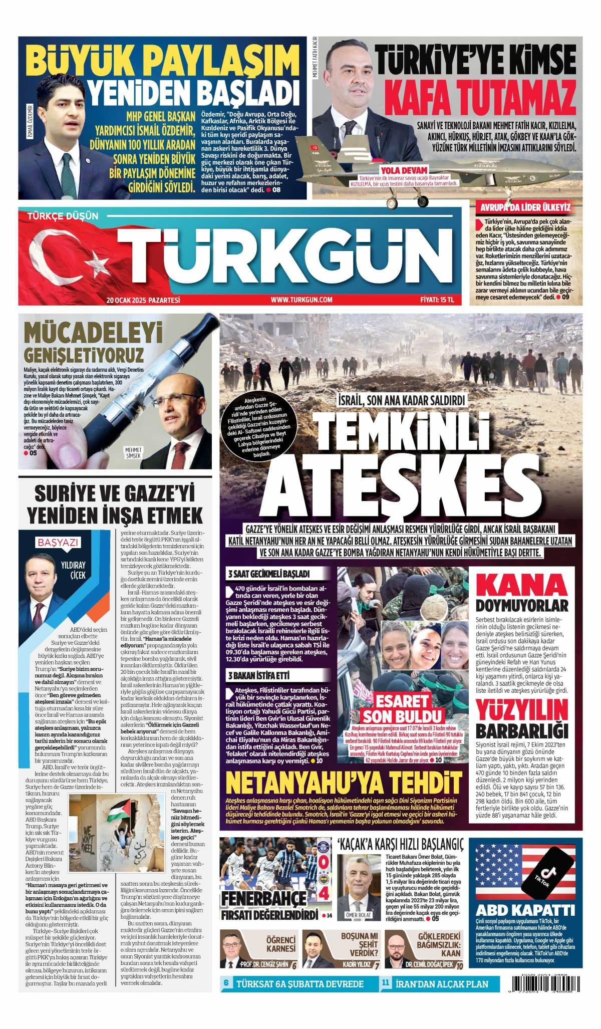 Türkgün Gazetesi İlk Sayfası