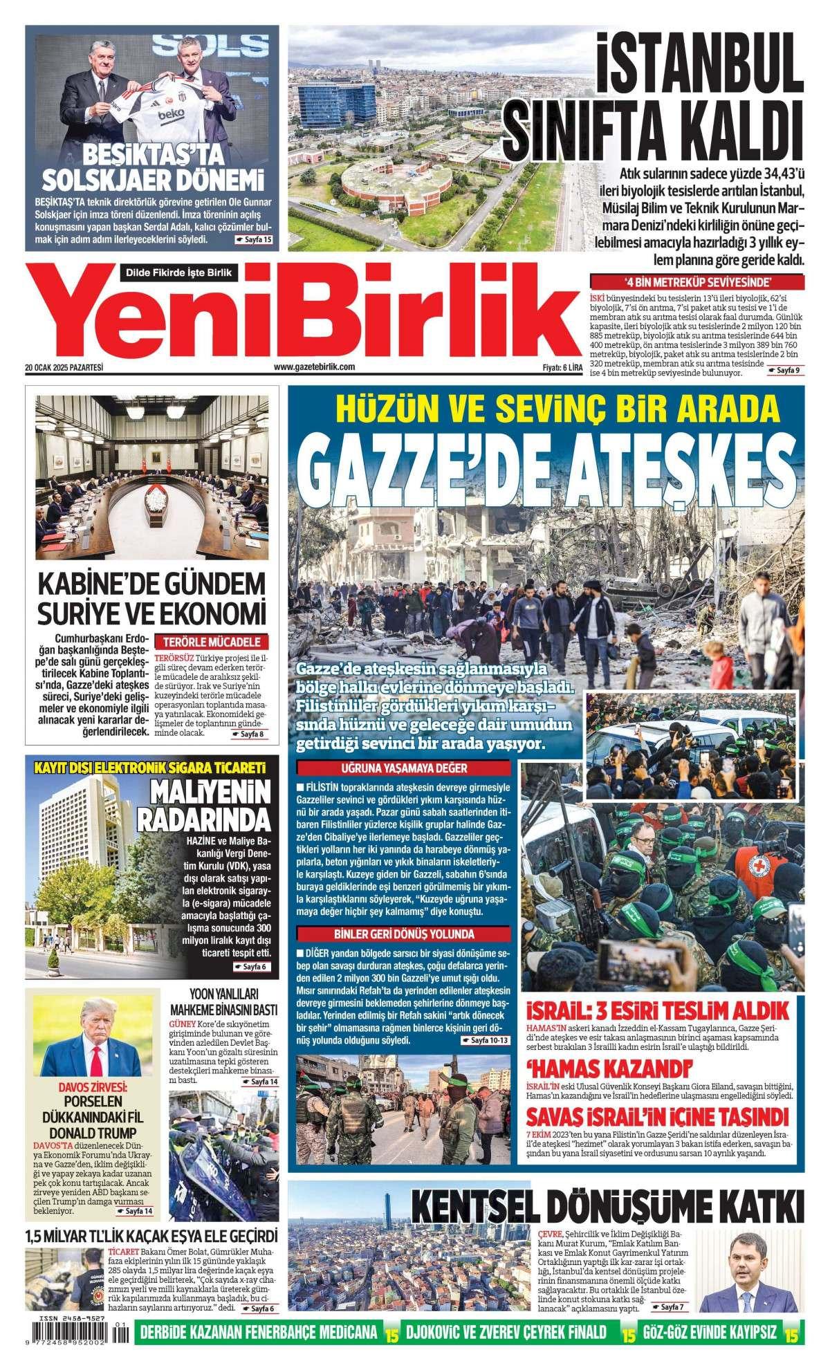 Yeni Birlik Gazetesi İlk Sayfası