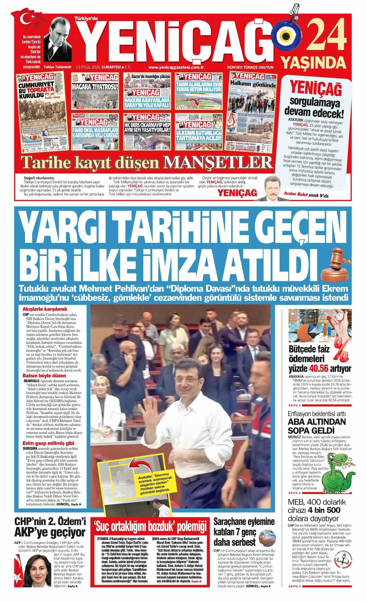 Yeni Çağ Gazetesi İlk Sayfası