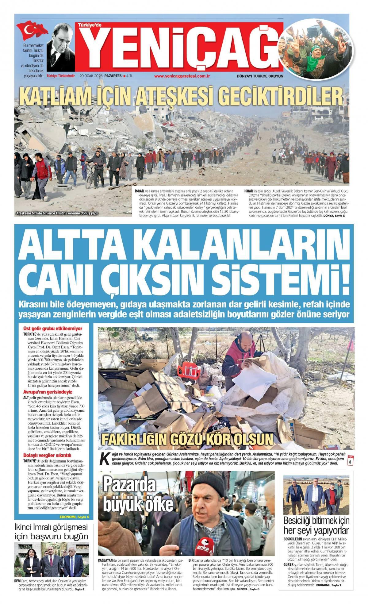 Yeni Çağ Gazetesi İlk Sayfası